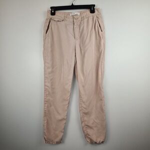 ZARA Basic Z1975 Denim Women's Size 6 Beige Soft Pants Chambray Denim w/ Pockets